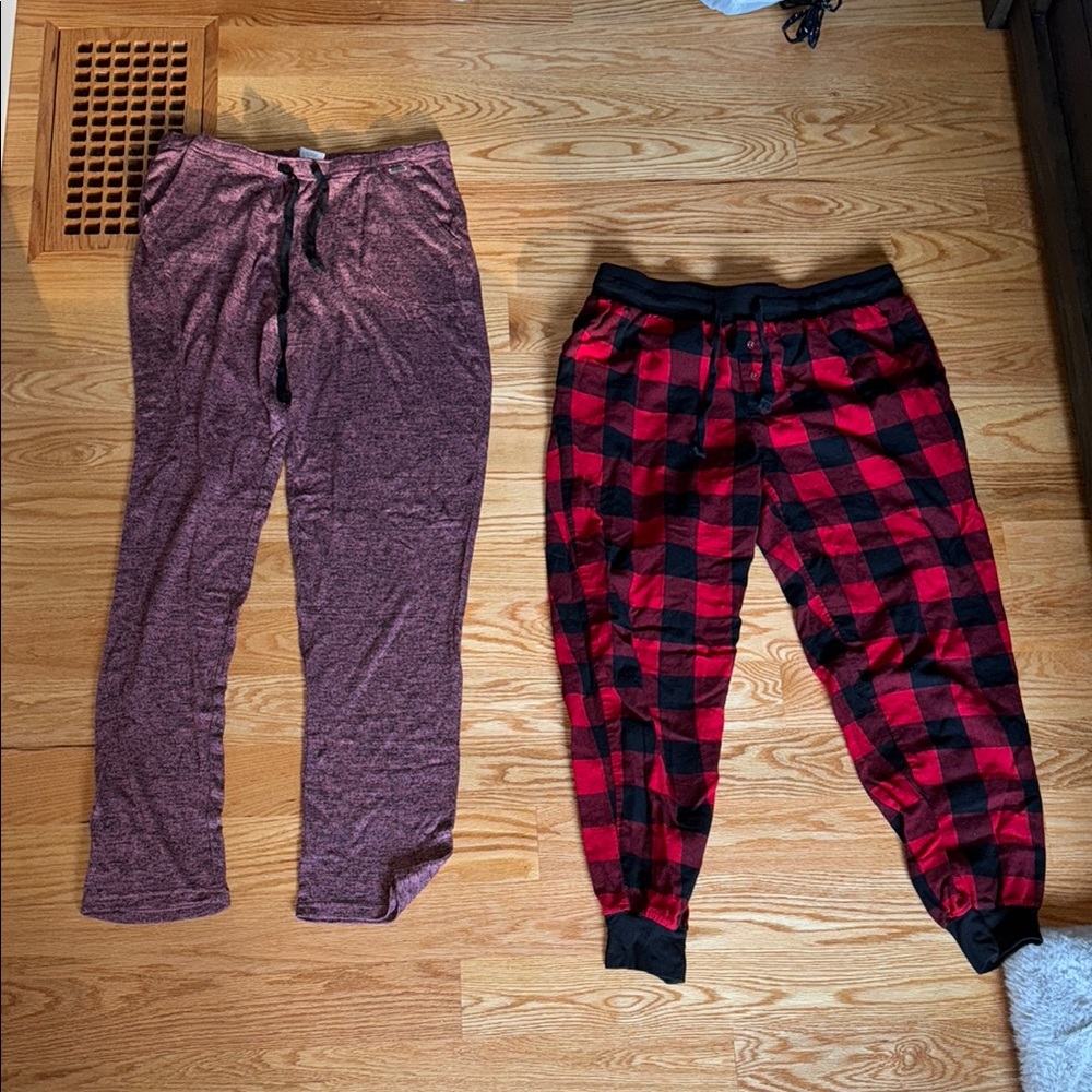 Cozy Lounge Pants Set - Purple and Red Plaid
